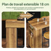 SoBuy FWT98-PF Table Haute de Cuisine avec Plateau Extensible – Mange Debout pour Petits Espaces, Table de Salle à Manger Moderne, Bar pour Cuisine, Salon ou Bar à Café 120 × 45/63 × 95cm
