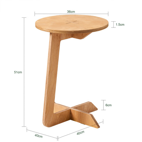 SoBuy HFBT02-N Table d'Appoint Ronde en Bois Table Basse Ronde Table de Chevet Bout de Canapé - Forme de C - Tenons et Mortaises