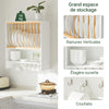 SoBuy KCR09-W Porte-Assiettes Murale Meuble de Rangement d'Assiettes Mural Etagère à Epices Etagere Murale pour Rangement Cuisine - avec 1 étagère supplémentaire et 7 Crochets, 64x24x71 cm