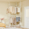 SoBuy KLS03-II-W Portant à vêtements télescopique solide - Penderie ouverte réglable avec tringles, Porte manteau pour chambre/dressing, Blanc
