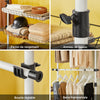 SoBuy KLS04 Portant à vêtements télescopique solide - Penderie ouverte réglable avec tringles et étagères, Porte manteau pour chambre/dressing, Blanc