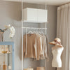 SoBuy KLS07-W Portant à vêtements télescopique solide - Penderie ouverte réglable avec tringles et étagères, Porte manteau pour chambre/dressing, Blanc