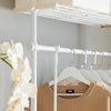 SoBuy KLS07-W Portant à vêtements télescopique solide - Penderie ouverte réglable avec tringles et étagères, Porte manteau pour chambre/dressing, Blanc