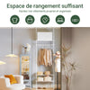 SoBuy KLS07-W Portant à vêtements télescopique solide - Penderie ouverte réglable avec tringles et étagères, Porte manteau pour chambre/dressing, Blanc