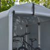 SoBuy KLS11-K Tuinschuur, tuinhuis voor buiten, waterdicht, motorhuis met haken, garage voor fiets en gereedschap, fietsschuur, opslag en opslag, zilver, 120 x 176 x 163 cm