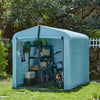 SoBuy KLS11-L-BL Abri de Jardin, Cabane de Jardin Exterieur Imperméable, abri Moto avec des Crochets, Garage pour Vélo et Outils, Abri Vélo, Rangement et Stockage, Bleu Clair, 159x219x165 cm