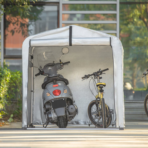SoBuy KLS11-L Abri de Jardin Tente de Stockage Multifonctionnel Abri de Vélo Garage pour Vélo Tentes de vélo Extérieur en Couleur d’Argent
