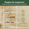 SoBuy KLS17-WN Portant à vêtements télescopique, Portant robuste, Penderie ouverte réglable avec étagères & tringles, Blanc Naturelle