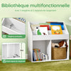 SoBuy KMB01-II-W Bibliothèque Enfant Rangement Jouet Enfant avec 3 Étagères et 2 Compartiments Ouverts Meuble Rangement Jouet Étagère Bibliothèque Porte-revues Blanc 68x30x68 cm