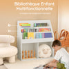 SoBuy KMB01-W Bibliothèque Enfant Rangement Jouet Enfant avec 3 Étagères et 2 Compartiments Ouverts Meuble Rangement Jouet Étagère Bibliothèque Porte-revues Blanc 73x30x80 cm