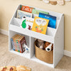 SoBuy KMB01-II-W Bibliothèque Enfant Rangement Jouet Enfant avec 3 Étagères et 2 Compartiments Ouverts Meuble Rangement Jouet Étagère Bibliothèque Porte-revues Blanc 68x30x68 cm