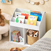 SoBuy KMB01-II-W Bibliothèque Enfant Rangement Jouet Enfant avec 3 Étagères et 2 Compartiments Ouverts Meuble Rangement Jouet Étagère Bibliothèque Porte-revues Blanc 68x30x68 cm