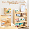 SoBuy KMB08-K-N Bibliotheque Enfant Étagère Livre Enfant 4 Niveaux Meuble Rangement Jouet Bibliothèque Meuble de Rangement Etagere Chambre Naturel 60x12x80cm