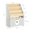 SoBuy KMB104-HG Bibliothèque Enfant, Étagère à Livres, Étagère de Rangement Jouets pour Enfants, Porte-revues avec Boître Roulante et 3 Étagères, Blanc et Gris, L51xP28xH70 cm
