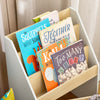 SoBuy KMB104-HG Bibliothèque Enfant, Étagère à Livres, Étagère de Rangement Jouets pour Enfants, Porte-revues avec Boître Roulante et 3 Étagères, Blanc et Gris, L51xP28xH70 cm