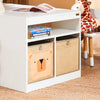 SoBuy KMB113-W Ensemble Table Enfant avec 2 Chaises, Table de Dessin, Bureau Enfant avec 1 Compartiment et 2 Boîtes de Rangement, Étudier et Jouer, Blanc