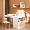 SoBuy KMB113-W Ensemble Table Enfant avec 2 Chaises, Table de Dessin, Bureau Enfant avec 1 Compartiment et 2 Boîtes de Rangement