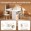 SoBuy KMB113-W Ensemble Table Enfant avec 2 Chaises, Table de Dessin, Bureau Enfant avec 1 Compartiment et 2 Boîtes de Rangement