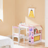 SoBuy KMB116-P Ensemble Table et Chaise pour Enfants Set de 2 Pièces avec Autocollants DIY Bureau pour Enfants avec 3 Porte-Crayons Rose et Blanc