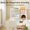 SoBuy KMB119-W Bibliotheque Enfant 3 Niveaux Bibliothèque Montessori avec Rangement Jouet et Paniers Tissu Meuble Chambre Enfant Etagere Chambre Blanc 80x40x80cm
