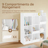 SoBuy KMB120-W Bibliothèque Enfant Rangement Jouet Enfant avec 9 Compartiments Meuble Rangement Jouet Étagère Bibliothèque Porte-revues Blanc 95x34x105 cm