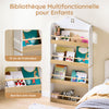 SoBuy KMB121-WN Bibliotheque Enfant Étagère Livre Enfant 4 Niveaux Meuble Rangement Jouet Bibliothèque Meuble de Rangement Etagere Chambre Blanc-Naturel 60x15x130.5 cm