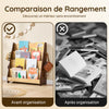 SoBuy KMB32-N Bibliothèque Enfant Rangement Jouet Enfant Bibliotheque Livre 4 Niveaux avec 2 Crochets Étagère à Livres Meuble de Rangement Chambre d'Eanfant Bureau Salon Naturel 91x30x89 cm