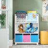 SoBuy KMB34-F Bibliothèque Étagère à Livres Étagère de Rangement Jouets pour Enfants Porte-revues avec Compartiments de Rangement et 3 Paniers 63x28x80 cm