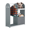 SoBuy KMB40-HG Armoire Enfant Penderie Enfant avec Portant Vêtements Garde-Robe avec 3 Étagères Panier en Tissu et 3 Crochets Petite Armoire Etagere Gris 97x35x108 cm