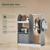 SoBuy KMB40-HG Armoire Enfant Penderie Enfant avec Portant Vêtements Garde-Robe avec 3 Étagères Panier en Tissu et 3 Crochets Petite Armoire Etagere Gris 97x35x108 cm