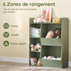 SoBuy KMB55-K-GR Bibliothèque Enfant Rangement Jouet Enfant avec 5 Compartiments Meuble Rangement Jouet Étagère Bibliothèque Porte-revues Vert 80x34x104cm