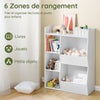 SoBuy KMB55-K-W Bibliothèque Enfant Rangement Jouet Enfant avec 5 Compartiments Meuble Rangement Jouet Étagère Bibliothèque Porte-revues Blanc 80x34x104cm