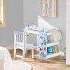 SoBuy KMB60-B Ensemble Table et Chaise pour Enfants Set de 2 Pièces avec Autocollants DIY Bureau pour Enfants avec 3 Porte-Crayons Bleu et Blanc