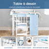 SoBuy KMB60-B Ensemble Table et Chaise pour Enfants Set de 2 Pièces avec Autocollants DIY Bureau pour Enfants avec 3 Porte-Crayons Bleu et Blanc