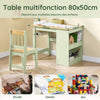 SoBuy KMB60-GR Table Enfant avec Chaise Ensemble 2 Pièces Table et Chaise pour Enfant Bureau avec 2 Étagères Porte-Papier et Rangements Stylos Vert 80x50x66