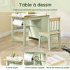 SoBuy KMB60-GR Table Enfant avec Chaise Ensemble 2 Pièces Table et Chaise pour Enfant Bureau avec 2 Étagères Porte-Papier et Rangements Stylos Vert 80x50x66