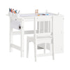 SoBuy KMB60-W Table Enfant avec Chaise Ensemble 2 Pièces Table et Chaise pour Enfant Bureau avec 2 Étagères Porte-Papier et Rangements Stylos Blanc 80x54x65