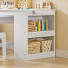 SoBuy KMB60-W Table Enfant avec Chaise Ensemble 2 Pièces Table et Chaise pour Enfant Bureau avec 2 Étagères Porte-Papier et Rangements Stylos Blanc 80x54x65