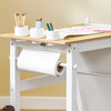 SoBuy KMB60-WN Table Enfant avec Chaise Ensemble 2 Pièces Table et Chaise pour Enfant Bureau avec 2 Étagères Porte-Papier et Rangements Stylos Blanc-Naturel 80x50x66