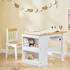 SoBuy KMB60-WN Table Enfant avec Chaise Ensemble 2 Pièces Table et Chaise pour Enfant Bureau avec 2 Étagères Porte-Papier et Rangements Stylos Blanc-Naturel 80x50x66