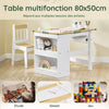 SoBuy KMB60-WN Table Enfant avec Chaise Ensemble 2 Pièces Table et Chaise pour Enfant Bureau avec 2 Étagères Porte-Papier et Rangements Stylos Blanc-Naturel 80x50x66