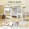 SoBuy KMB60-WN Table Enfant avec Chaise Ensemble 2 Pièces Table et Chaise pour Enfant Bureau avec 2 Étagères Porte-Papier et Rangements Stylos Blanc-Naturel 80x50x66