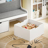 SoBuy KMB66-W Coffre à Jouets Enfants, Banc de Rangement pour Enfants avec Bibliothèque, 2 Tiroirs sur Roulettes et Coussin d'assise