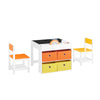 SoBuy KMB75-K-W Table Enfant avec 2 Chaises, Ensemble Table et Chaises Enfant avec Bacs de Rangement, Bureau pour Chambre, Bureau de Bloc de Construction Double Face, Blanc 60x60x50 cm