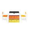 SoBuy KMB75-K-W Ensemble Table Enfant avec 2 Chaises, Table de Dessin, Table Réversible à Double Face avec Tableau Noir, 4 Boîtes de Rangement