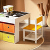 SoBuy KMB75-K-W Ensemble Table Enfant avec 2 Chaises, Table de Dessin, Table Réversible à Double Face avec Tableau Noir, 4 Boîtes de Rangement