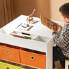 SoBuy KMB75-K-W Ensemble Table Enfant avec 2 Chaises, Table de Dessin, Table Réversible à Double Face avec Tableau Noir, 4 Boîtes de Rangement