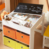 SoBuy KMB75-K-W Ensemble Table Enfant avec 2 Chaises, Table de Dessin, Table Réversible à Double Face avec Tableau Noir, 4 Boîtes de Rangement