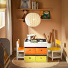 SoBuy KMB75-K-W Ensemble Table Enfant avec 2 Chaises, Table de Dessin, Table Réversible à Double Face avec Tableau Noir, 4 Boîtes de Rangement
