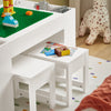 SoBuy KMB75-W Table Enfant avec 2 Chaises, Ensemble Table et Chaises Enfant avec Bacs de Rangement, Chaise Bureau pour Chambre, Table de Bloc de Construction Double Face, Blanc 87x50x50 cm